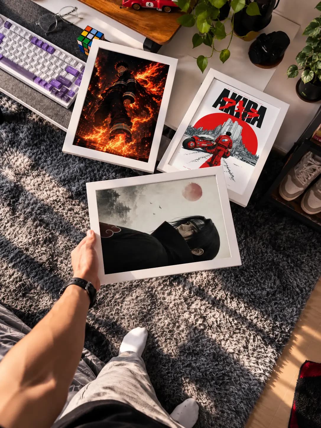 Customer holding a Shinra poster